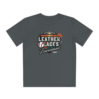 (Youth) Leather & Laces BASEBALL Tournament Athletic Tee (GRAY)