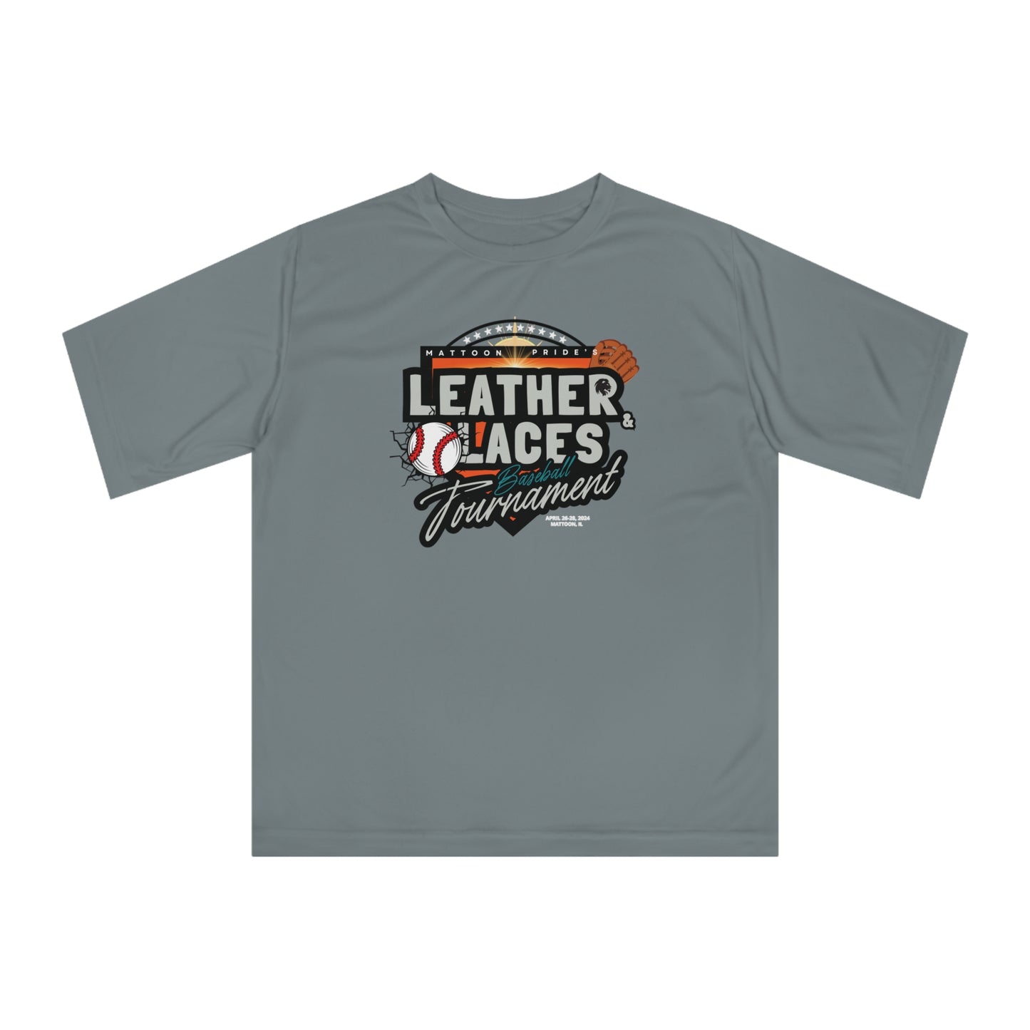 (ADULT) Leather & Laces BASEBALL Tournament Athletic Tee (GRAY)