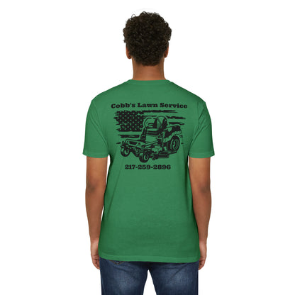 FREE SHIPPING - Cobb’s Mowing Service Next Level 6210 Unisex CVC Jersey T-shirt (FRONT & BACK PRINT)