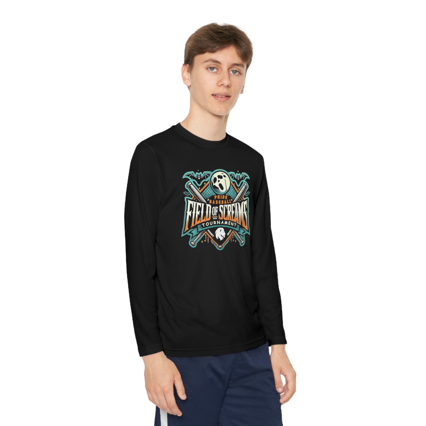 Youth - "Field of Screams Baseball Tournament" Long Sleeve Athletic Tee