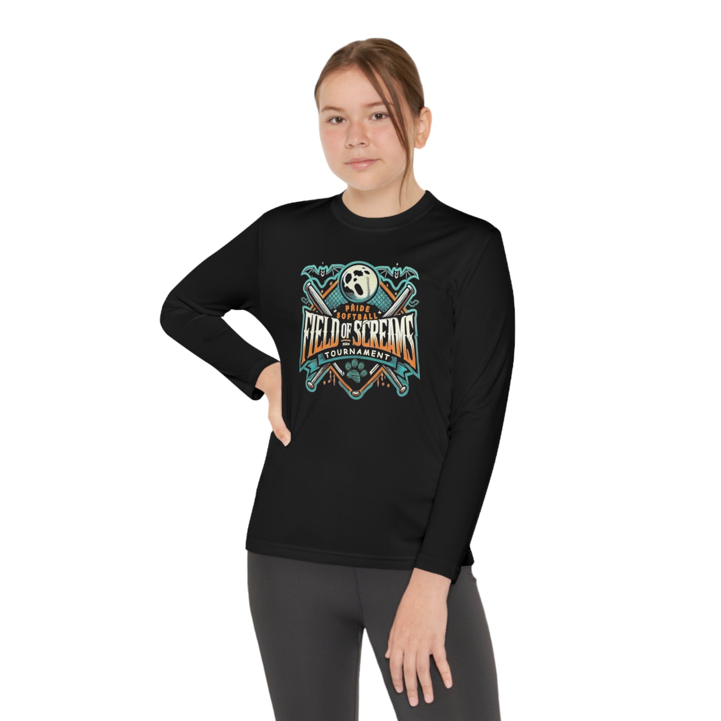 Youth - "Field of Screams Softball Tournament" Long Sleeve Athletic Tee