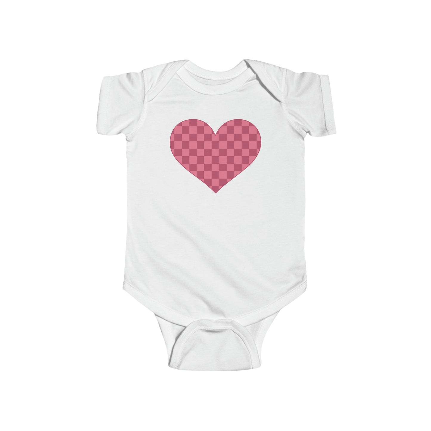 Checkered Heart - Infant Jersey Bodysuit - Multiple Colors & Sizing from 0-24 Months - FREE SHIPPING