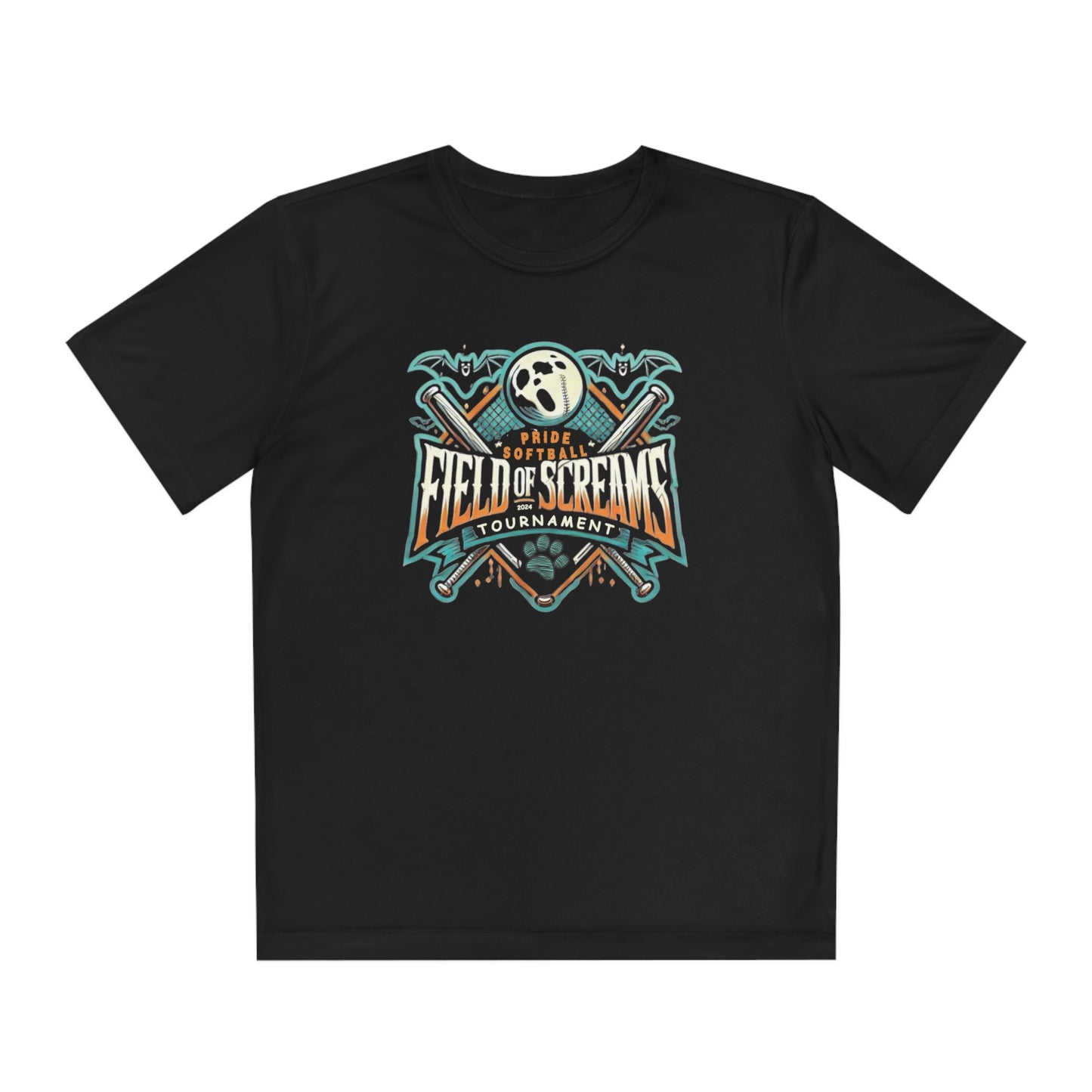 Youth "2024 Field of Screams Softball Tournament" Athletic Tee