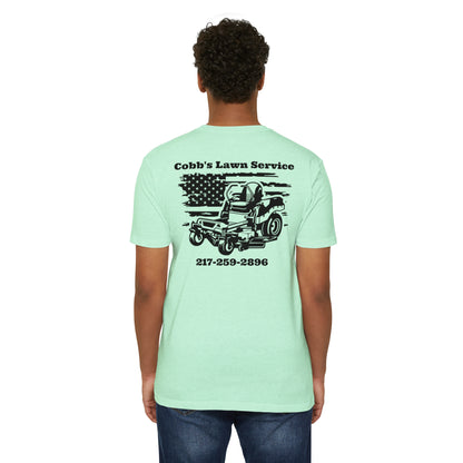 FREE SHIPPING - Cobb’s Mowing Service Next Level 6210 Unisex CVC Jersey T-shirt (FRONT & BACK PRINT)