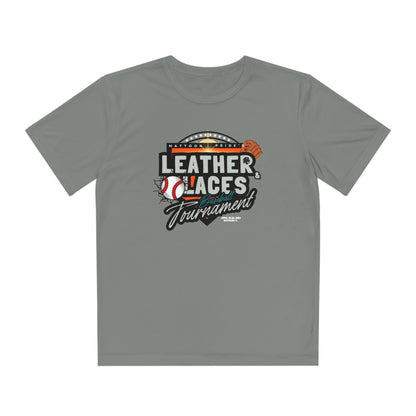 (Youth) Leather & Laces BASEBALL Tournament Athletic Tee (GRAY)