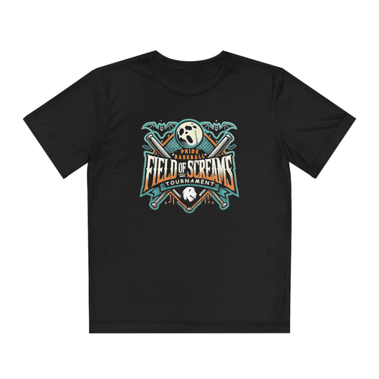 Youth "2024 Field of Screams Baseball Tournament" Athletic Tee